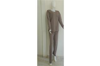 Pijama Longo Plume Renda Nude